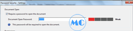 Require a password to open the document
