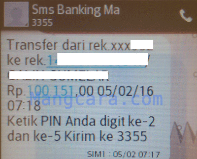 Transfer Sesama Bank Mandiri Via SMS Ketik